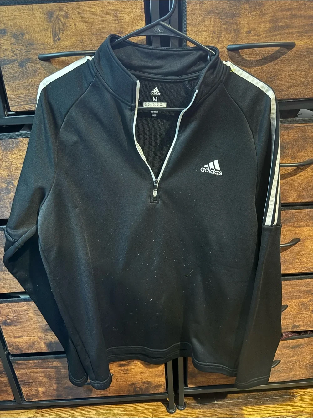 adidas Black Golf Quarter-Zip Pullover with White Trim